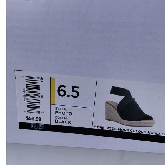 Sonoma Chorale Vitalize By Ortholite Black Espadrille Wedge Sandal 6.5 New/Box - Picture 4 of 6